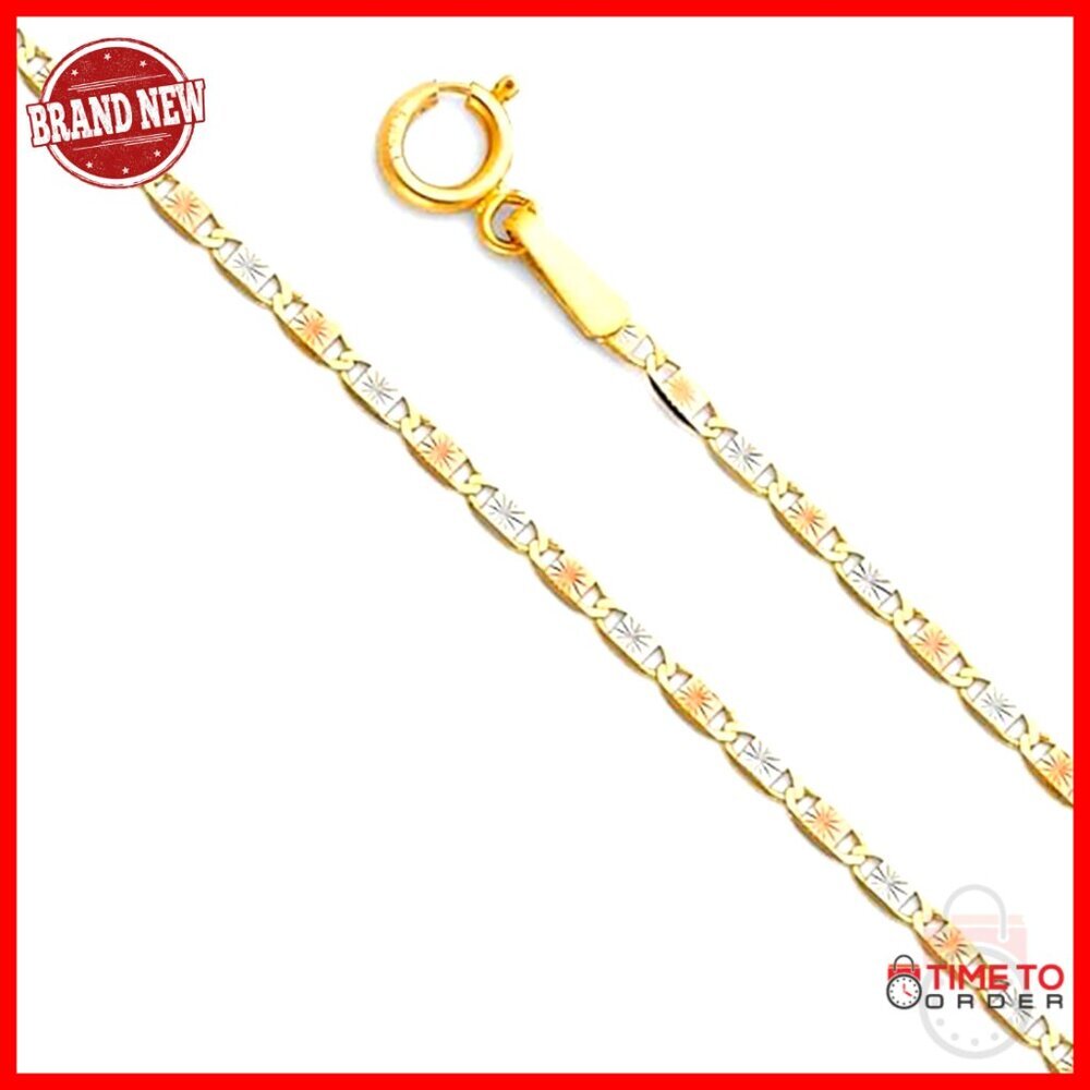 14K Solid Gold 1.5mm Valentino Chain Necklace 16" Spring Ring Clasp